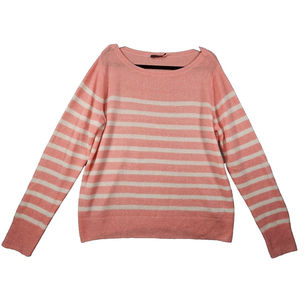 Vineyard Vines‎ Sweater Womens XL Pink Striped Cashmere Linen Nautical Coastal